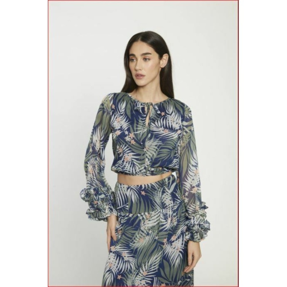 Walter Baker Serenity Top Tropical Night Floral Ruffle Blouse W53256 XS NEW